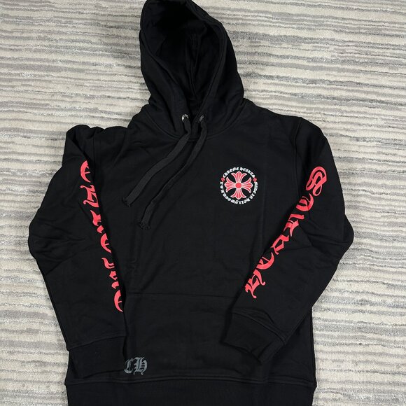 Chrome Hearts Black/ Red Made In Hollywood Zip Up Hoodie Mens Large - Picture 1 of 4